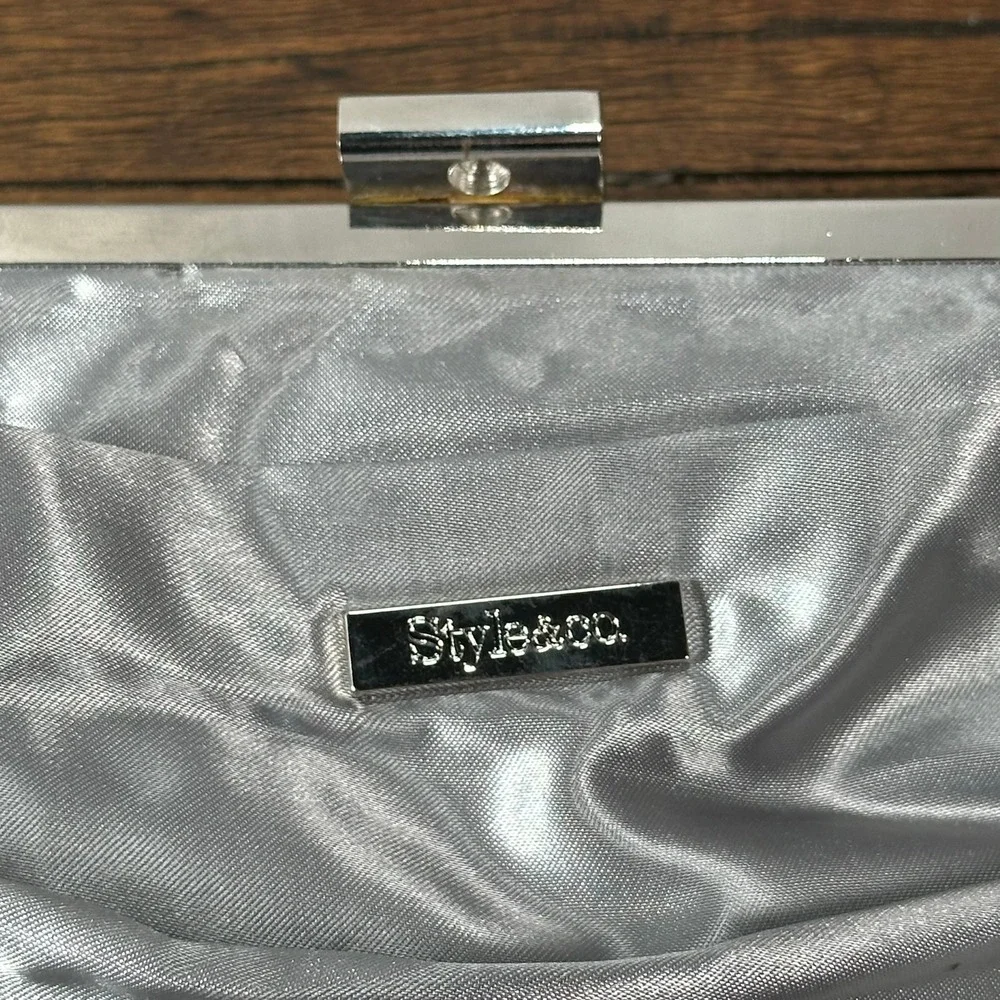 Silver Mesh Evening Clutch Bag with Chain Strap‎ Elegant Party Purse